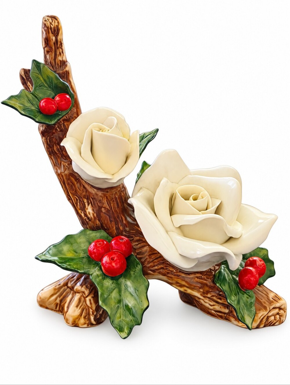 Always & Forever Collectible Holiday Rose & Holly Glazed Porcelain Figurine